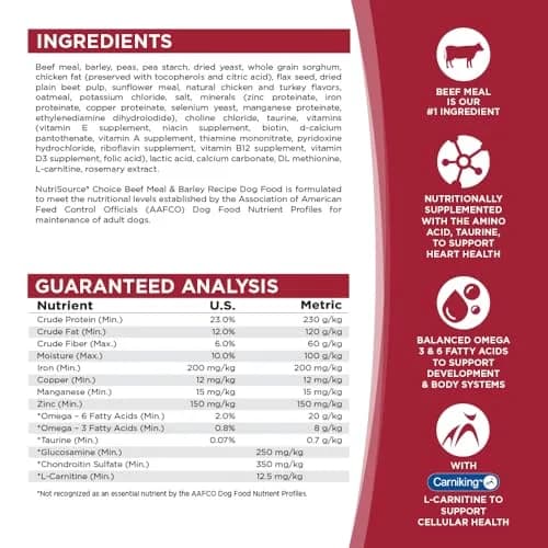 NutriSource Choice Beef & Barley Dog Food 5lb | Good4Life Probiotics, All Life Stages thumbnail 5