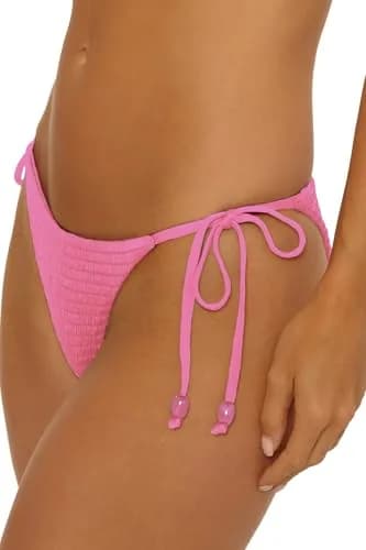 ISABELLA ROSE Maza - Women's Tie Side Bikini Bottom, Cheeky Coverage, Swimwear Separates for Women, Rosy, Medium | Adjustable Side Ties thumbnail 2