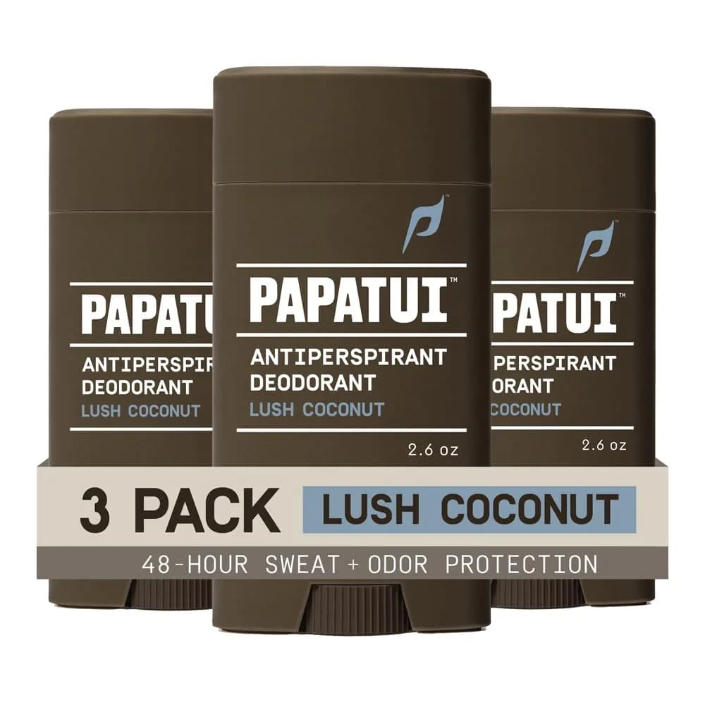 PAPATUI by Dwayne Johnson Antiperspirant Lush Coconut 2.6 oz (3pk) | Long-lasting sweat & odor control, vegan, tropical scent