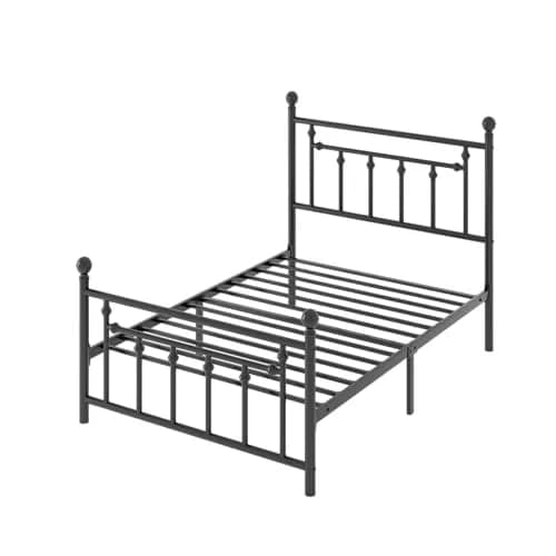 SHA CERLIN Twin Size Metal Bed Frame 14" | Noise-Free Steel Mattress Foundation in Black thumbnail 8