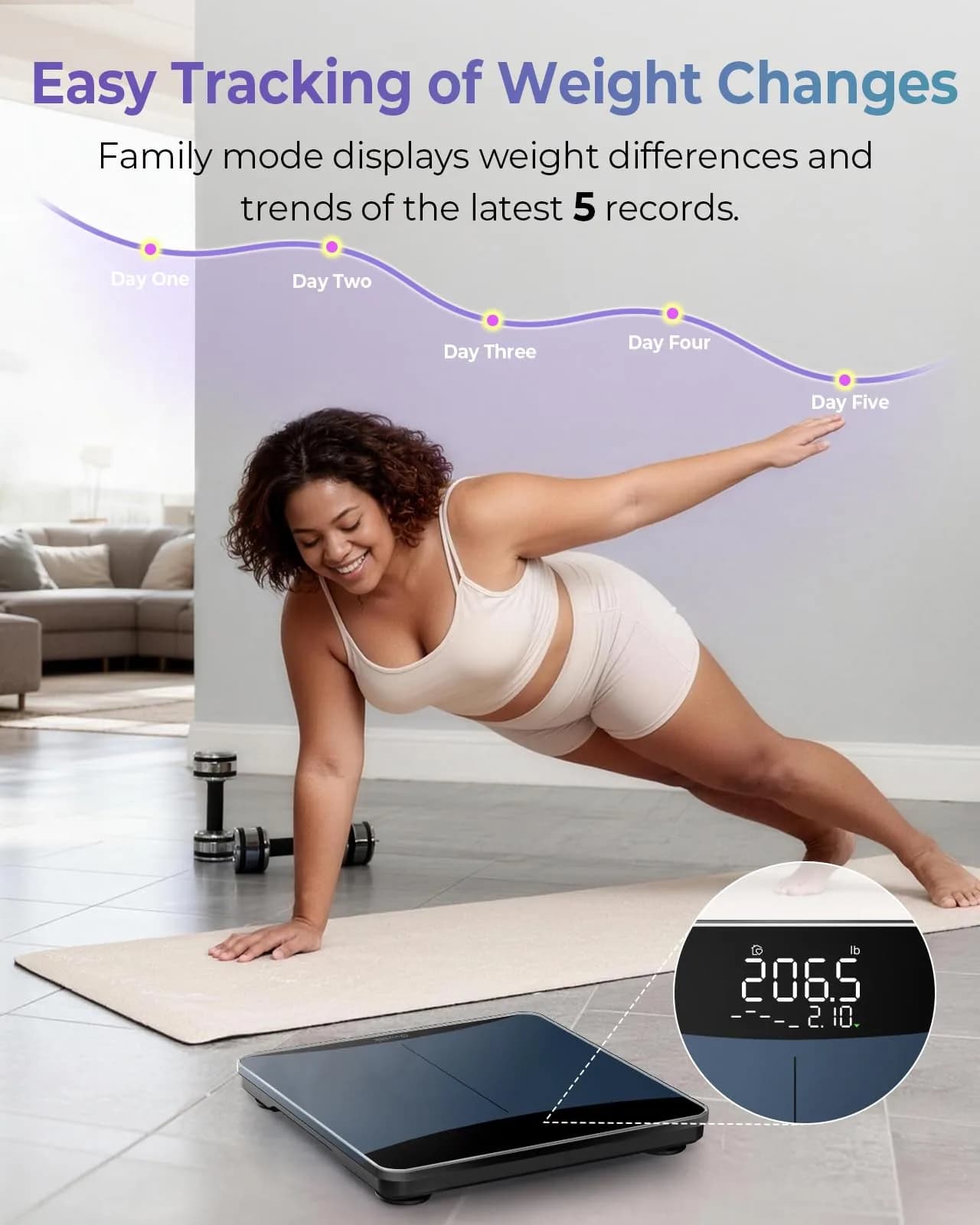 Ovutek 600lb Digital Body Weight Scale with Weight Trends & Large LED Display | 272 kg (600 lb) Capacity, 0.05 kg Accuracy - view 3