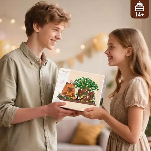 HIGH GODO Capybara Pen Holder Building Set with Flowers | 1400PCS Non-Toxic Toy for Capybara Lovers thumbnail 7