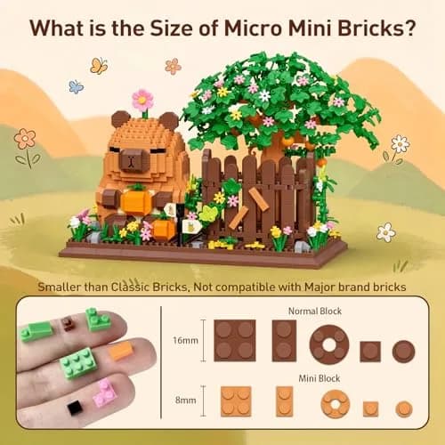 HIGH GODO Capybara Pen Holder Building Set with Flowers | 1400PCS Non-Toxic Toy for Capybara Lovers thumbnail 2
