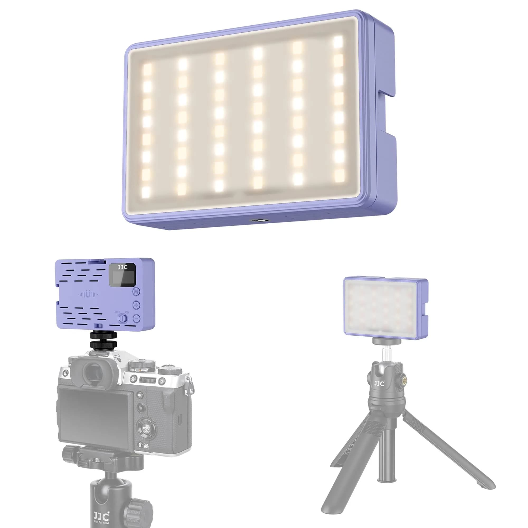JJC Camera Continuous Light RGB LED Flash for Sony ZV-1F & More | Rechargeable 2600mAh Battery, 24 Scene Modes, Cold Shoe Mounts