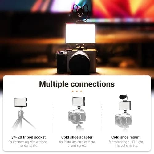JJC Camera Continuous Light RGB LED Flash for Sony ZV-1F & More | Rechargeable 2600mAh Battery, 24 Scene Modes, Cold Shoe Mounts thumbnail 9
