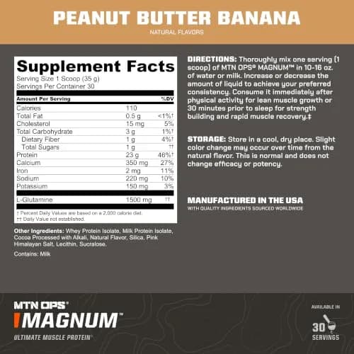 MTN OPS Magnum Whey Protein Powder, Peanut Butter Banana | 2.11 lb | Supports Lean Muscle & Recovery thumbnail 3