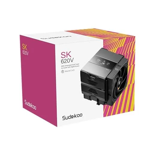 Sudokoo SK620V Digital AM5 CPU Cooler | Dual-Tower, 6 Copper Heat Pipes, LCD Display, 220W Heat Dissipation thumbnail 6