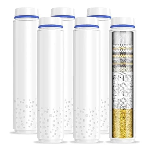 PWERAN 6 Pack Shower Filter for Handheld Shower Head | 15-Stage Hard Water Chlorine Removal & Water Softening Beads - main product image