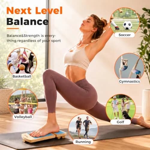Frgofl Adjustable Balance Board for Ankle Strengthening & Stability, Blue | 32.5cm (13 inch) Rocker Board for Rehab & Standing Desk Use thumbnail 4