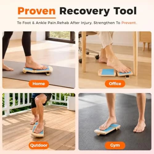 Frgofl Adjustable Balance Board for Ankle Strengthening & Stability, Blue | 32.5cm (13 inch) Rocker Board for Rehab & Standing Desk Use thumbnail 5