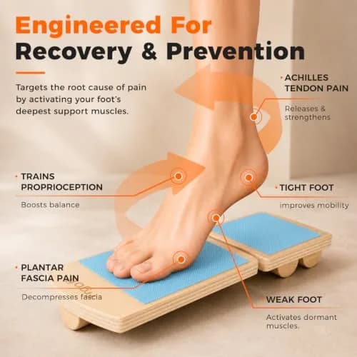 Frgofl Adjustable Balance Board for Ankle Strengthening & Stability, Blue | 32.5cm (13 inch) Rocker Board for Rehab & Standing Desk Use thumbnail 3