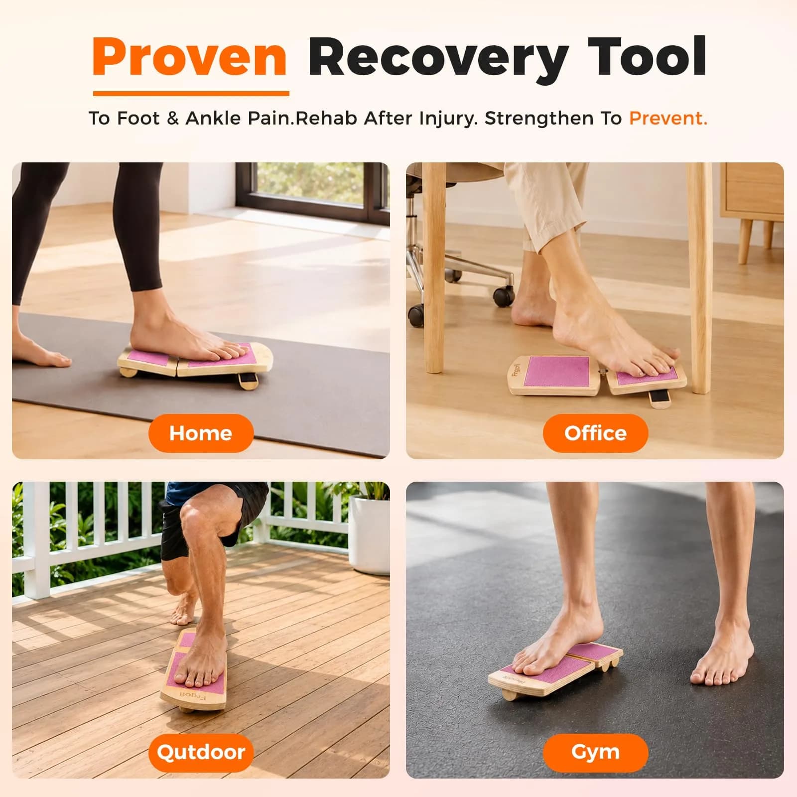 Frgofl Adjustable Balance Board for Ankle Strengthening & Stability, Pink | 360° Movement for Injury Rehab & Core Training - view 6