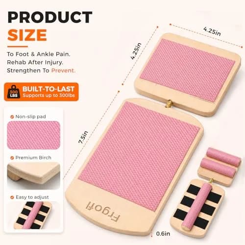 Frgofl Adjustable Balance Board for Ankle Strengthening & Stability, Pink | 360° Movement for Injury Rehab & Core Training thumbnail 7