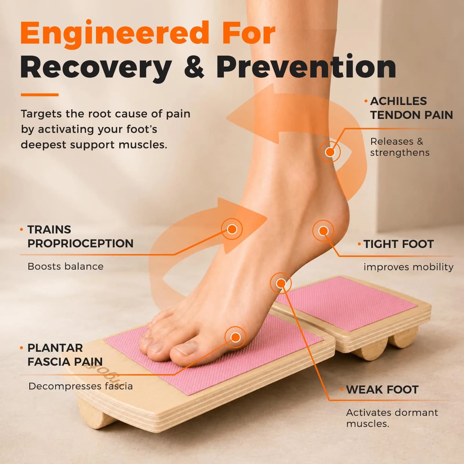 Frgofl Adjustable Balance Board for Ankle Strengthening & Stability, Pink | 360° Movement for Injury Rehab & Core Training - view 3