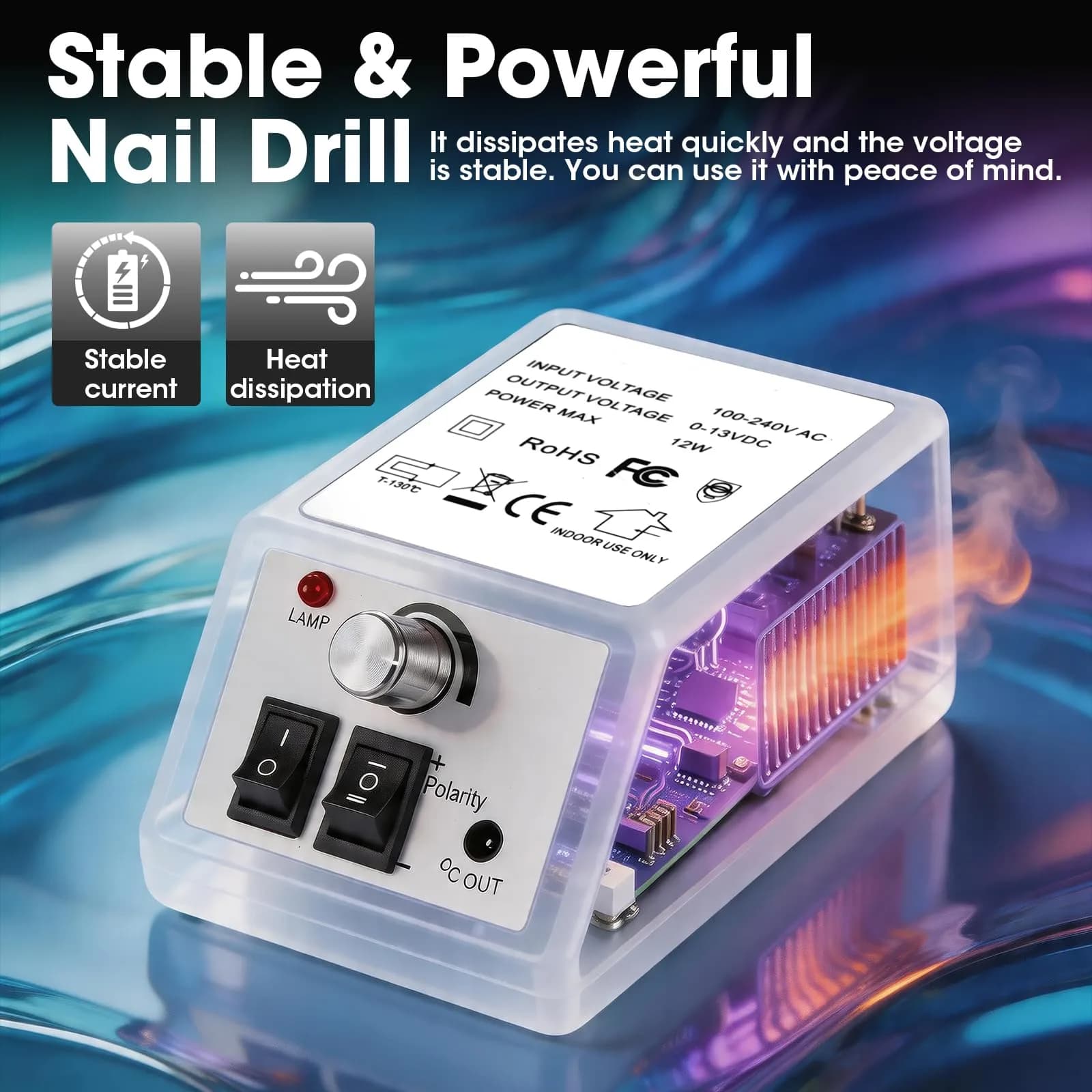 LAVAED Professional Nail Drill Electric File Kit - Grey-White, 20,000 RPM | Salon-Grade Manicure & Pedicure Tool - view 2