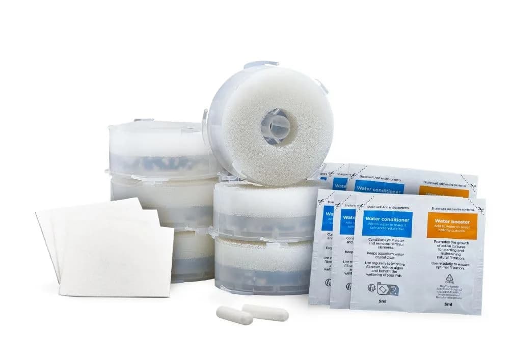 biOrb Service Kit Value Pack 6 Months | Aquarium Care Essentials with 6 Filter Cartridges & Water Treatments (110c) — White