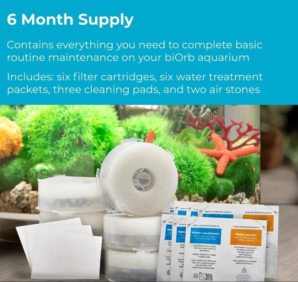 biOrb Service Kit Value Pack 6 Months | Aquarium Care Essentials with 6 Filter Cartridges & Water Treatments (110c) thumbnail 2