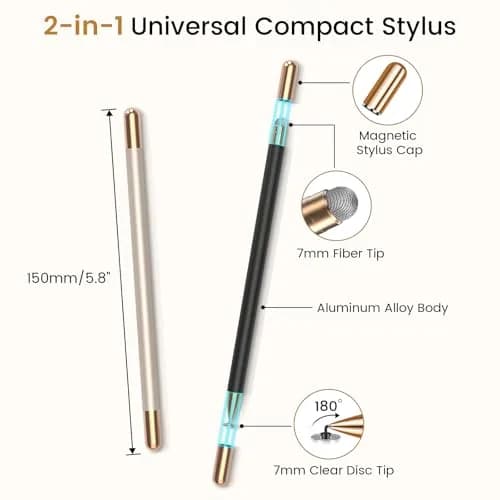STYLUSHOME Universal Stylus Pens 2-Pack (Black/Gold) | High Precision Sensitivity for All Touch Screens thumbnail 2