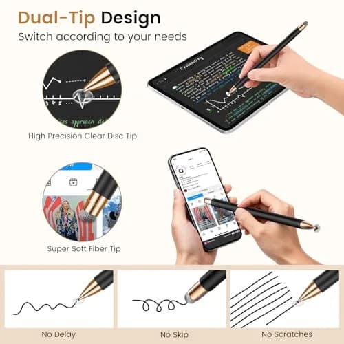STYLUSHOME Universal Stylus Pens 2-Pack (Black/Gold) | High Precision Sensitivity for All Touch Screens thumbnail 3