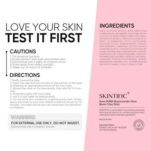 SKINTIFIC Rose PDRN Clay Mask Stick with Niacinamide & Alpha-Arbutin 30g (1.06 oz) | Deep Pore Cleansing for Oily & Dull Skin thumbnail 2