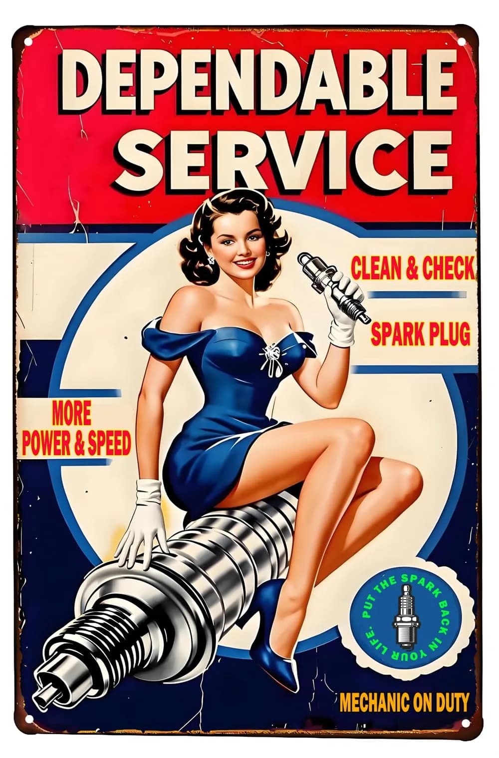 ARTCLUB Vintage Metal Sign 11.81 x 7.87 Inches | Retro Automotive Nostalgia — Spark Plug