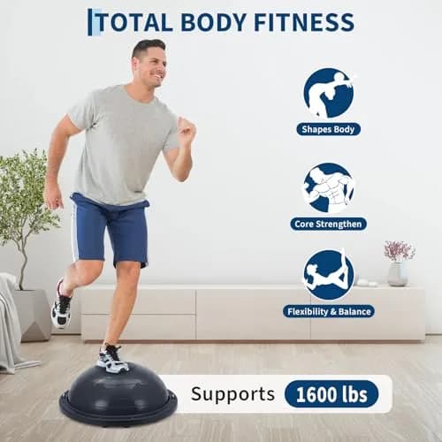 Fectiontool 23 Inch Half Balance Ball | Core Strength & Yoga Accessory with Resistance Bands thumbnail 7
