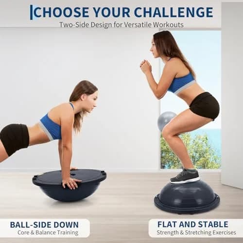 Fectiontool 23 Inch Half Balance Ball | Core Strength & Yoga Accessory with Resistance Bands thumbnail 2