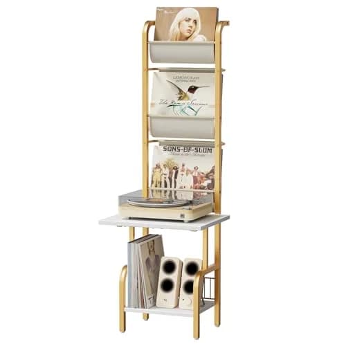 Tewinko Record Player Stand with Vinyl Storage | Vertical Design, Holds Up to 200 Albums (70-120 chars) thumbnail 1
