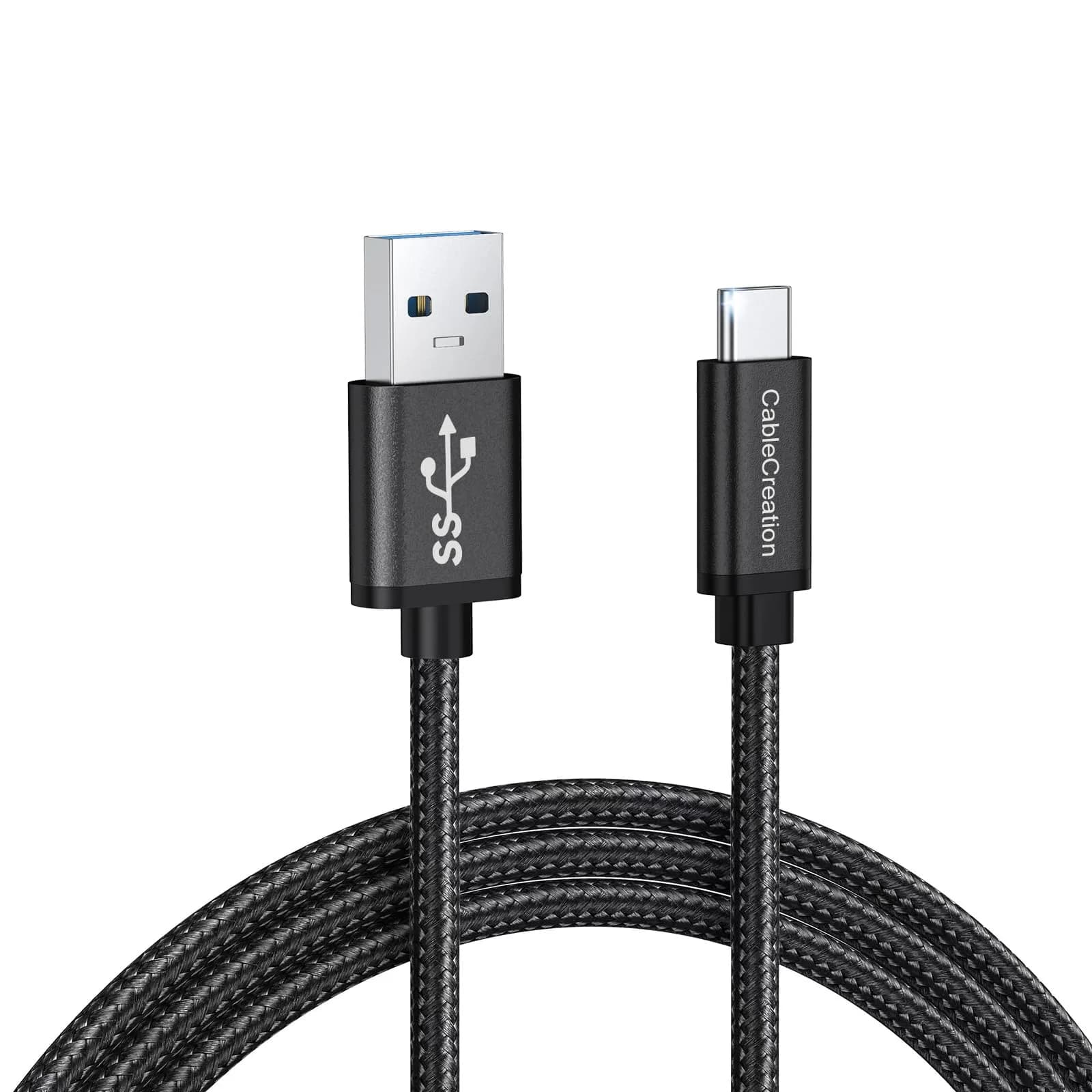 CableCreation Braided Black USB A to USB C Cable 1m (3.3FT) | 10Gbps Data Transfer & 60W Charging - main product image