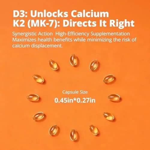 LincNutri Vitamin D3 K2 5,000IU MK7 100mcg | Supports Bone & Heart Health, 4-Month Supply thumbnail 7