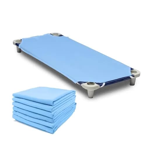 Rollee Pollee Blue Microfiber Cot Sheets 52" x 23" (132cm x 58cm) | 6-Pack for Daycare Naptime thumbnail 1