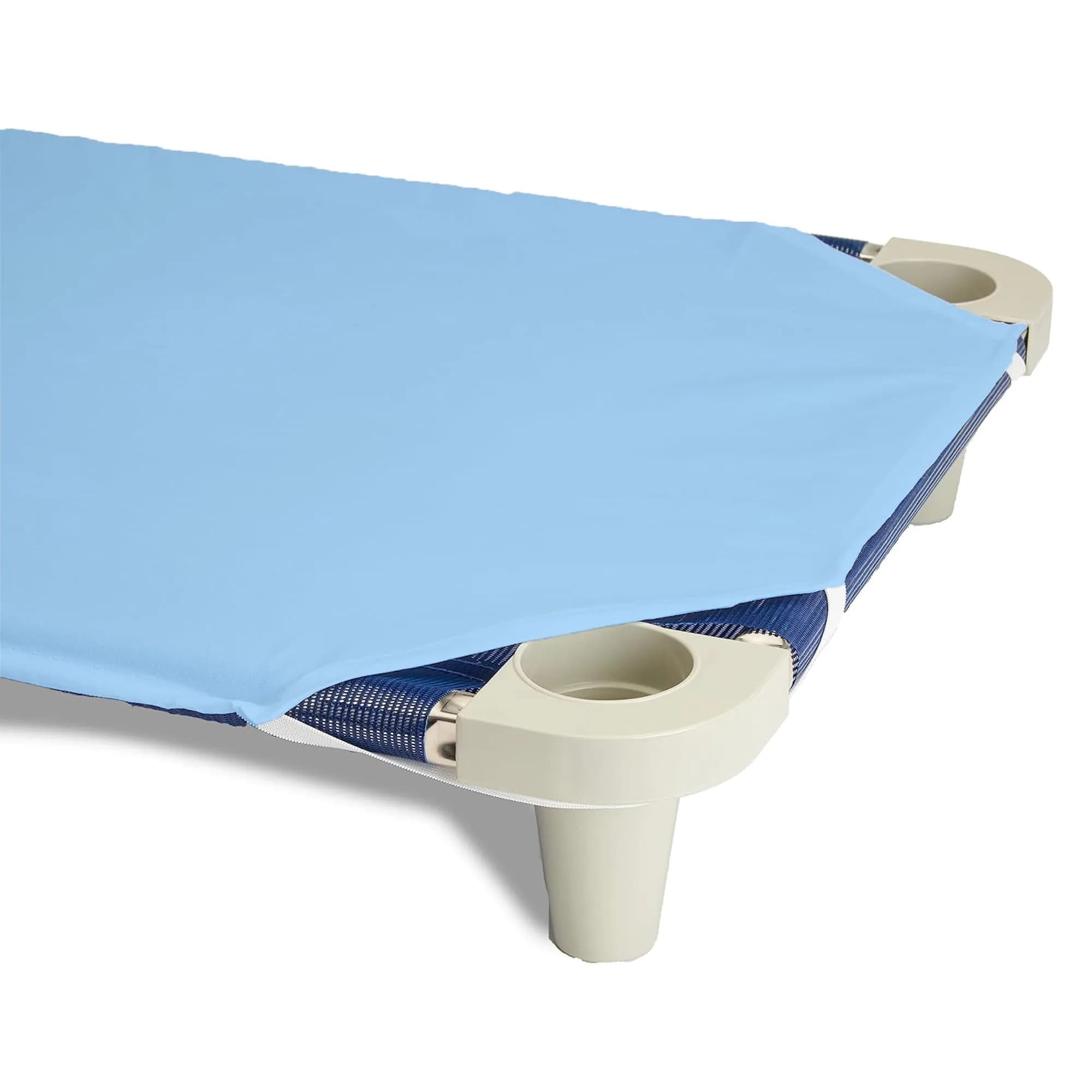 Rollee Pollee Blue Microfiber Fitted Cot Sheets - 23" x 52" - Secure Fit for Daycare Cots - view 3
