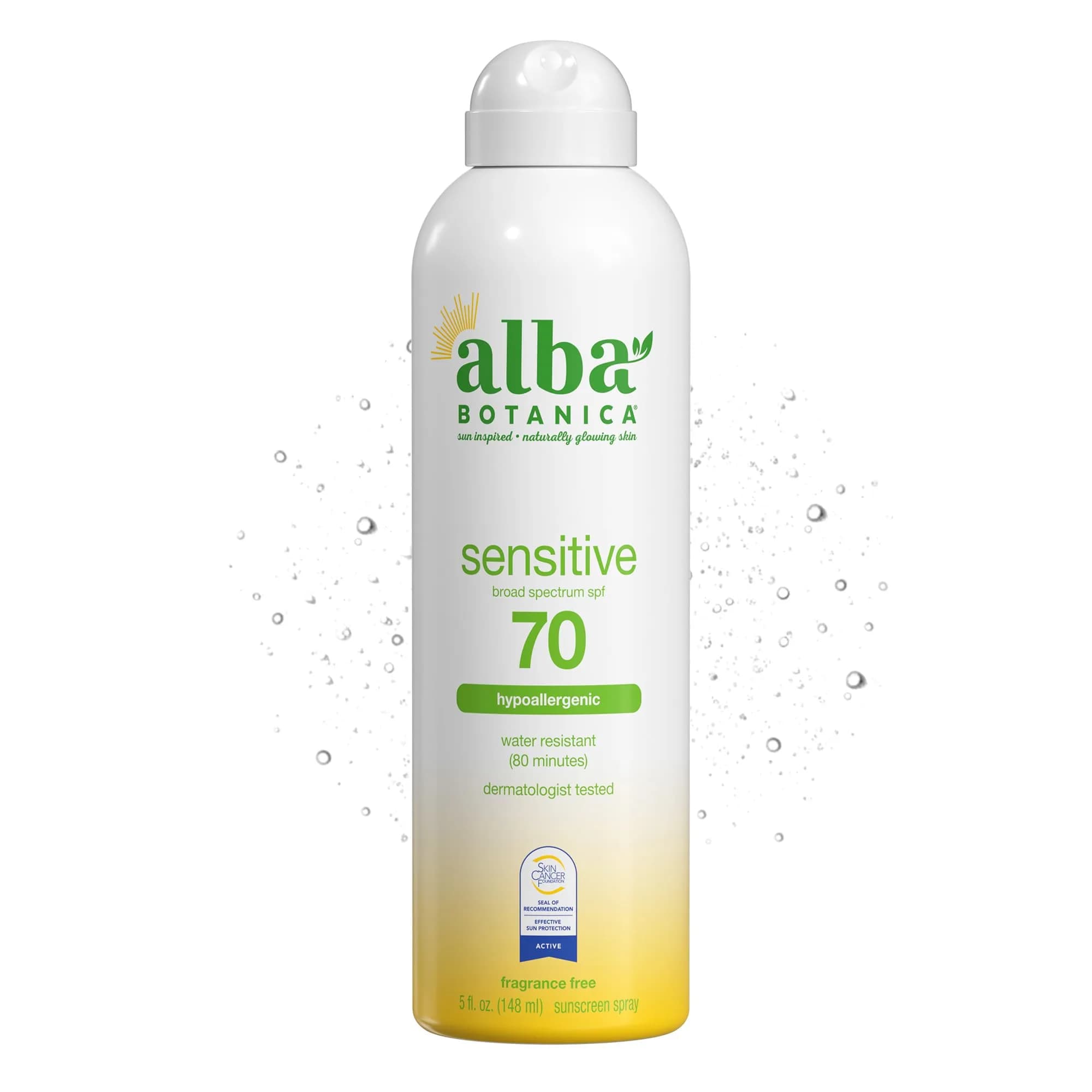 Alba Botanica Sensitive Sunscreen Spray SPF 70, 148ml (5 Fl Oz) | Hypoallergenic & Water Resistant - main product image