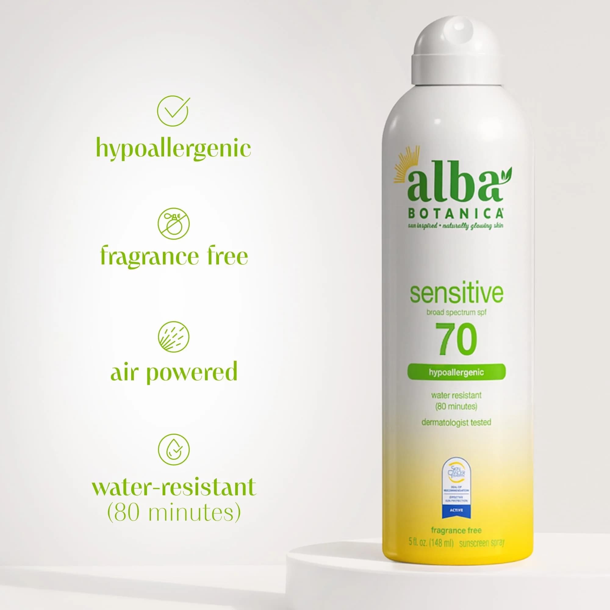 Alba Botanica Sensitive Sunscreen Spray SPF 70, 148ml (5 Fl Oz) | Hypoallergenic & Water Resistant - view 5