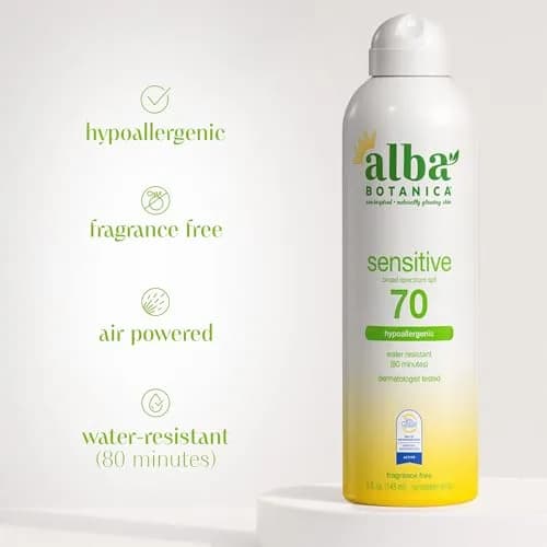 Alba Botanica Sensitive Sunscreen Spray SPF 70, 148ml (5 Fl Oz) | Hypoallergenic & Water Resistant thumbnail 5
