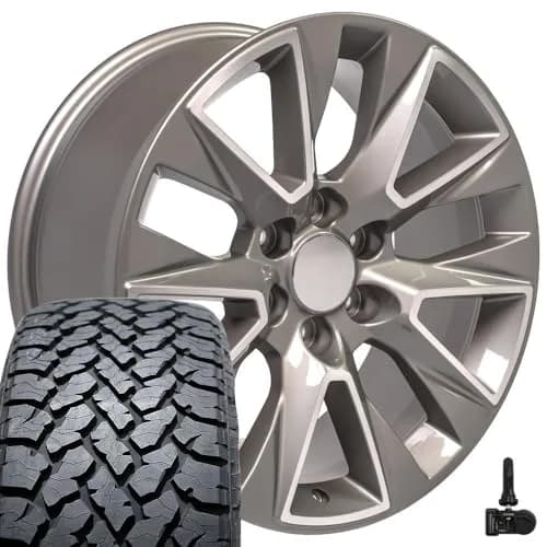 OE Wheels CV26 20x9 Set(4) Silver | 6x139.7 Bolt Pattern, 28ET Offset, TBB Tires & TPMS thumbnail 1