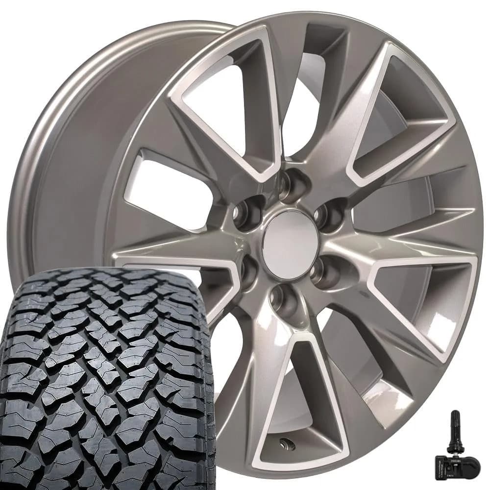 OE Wheels CV26 20x9 Set(4) Silver | 6x139.7 Bolt Pattern, 28ET Offset, TBB Tires & TPMS
