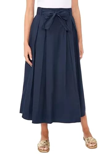1.STATE Bow Belt Box Pleated Skirt | Mid Rise Indigo Night | Elegant & Versatile thumbnail 1