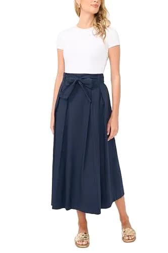 1.STATE Bow Belt Box Pleated Skirt | Mid Rise Indigo Night | Elegant & Versatile thumbnail 2