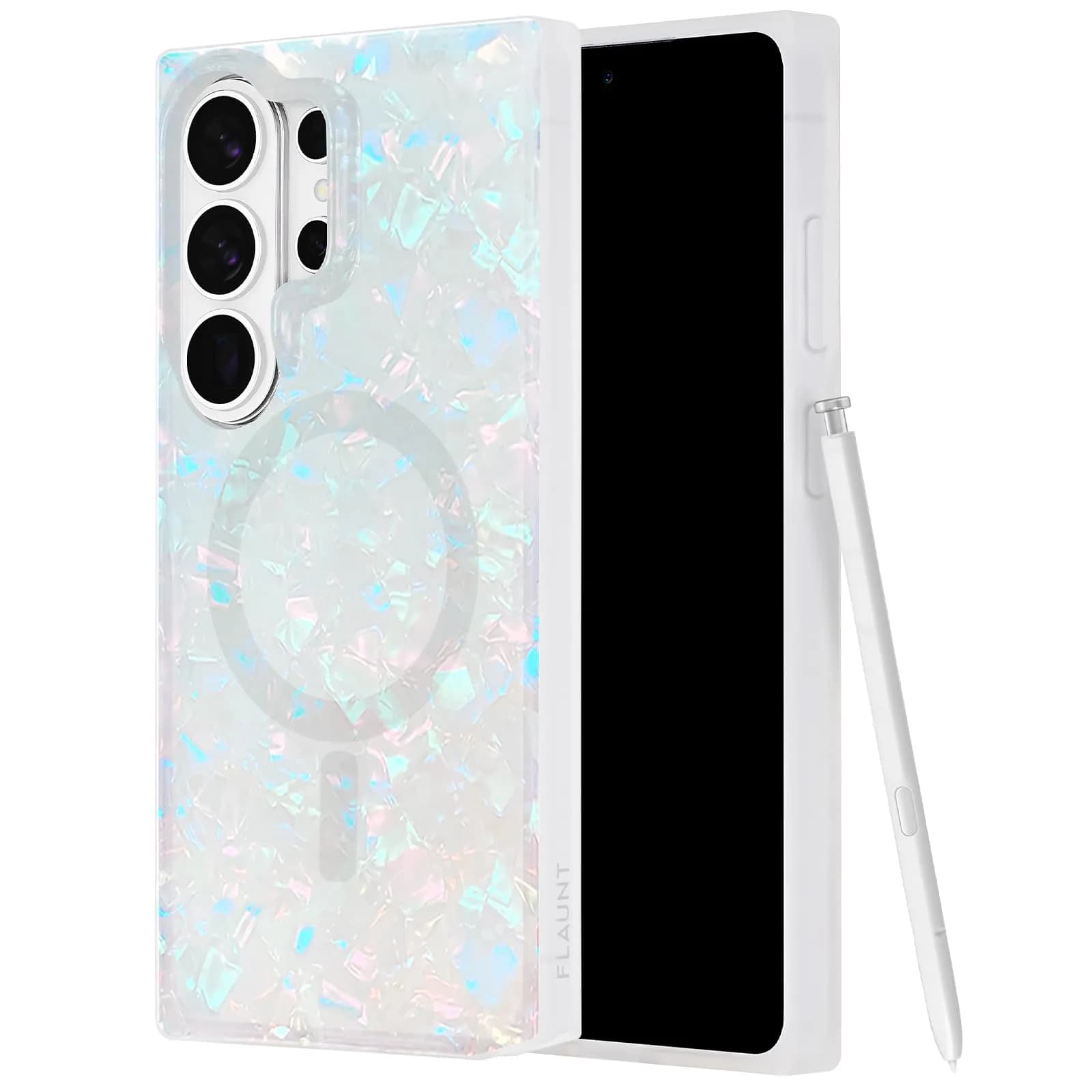 FLAUNT Square Samsung Galaxy S26 Ultra Case - Confetti Tortoise Shell | Shockproof & Magnetic — Opal Shell