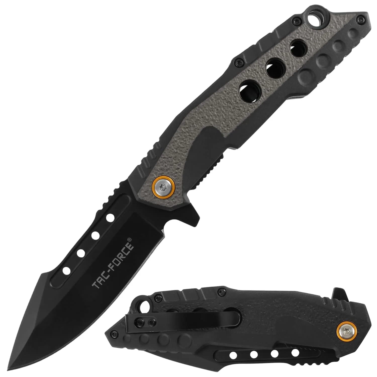 Tac-Force Folding Pocket Knife, 8.5" Overall, Black & Grey Aluminum Handle, Everyday Carry, TF-2021GY — Grey