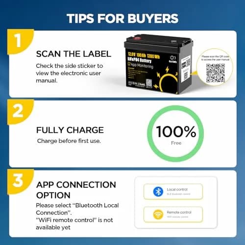 GOKWH 12V 100Ah LiFePO4 Marine Battery with Bluetooth APP | Deep Cycle Trolling Motor Power thumbnail 6
