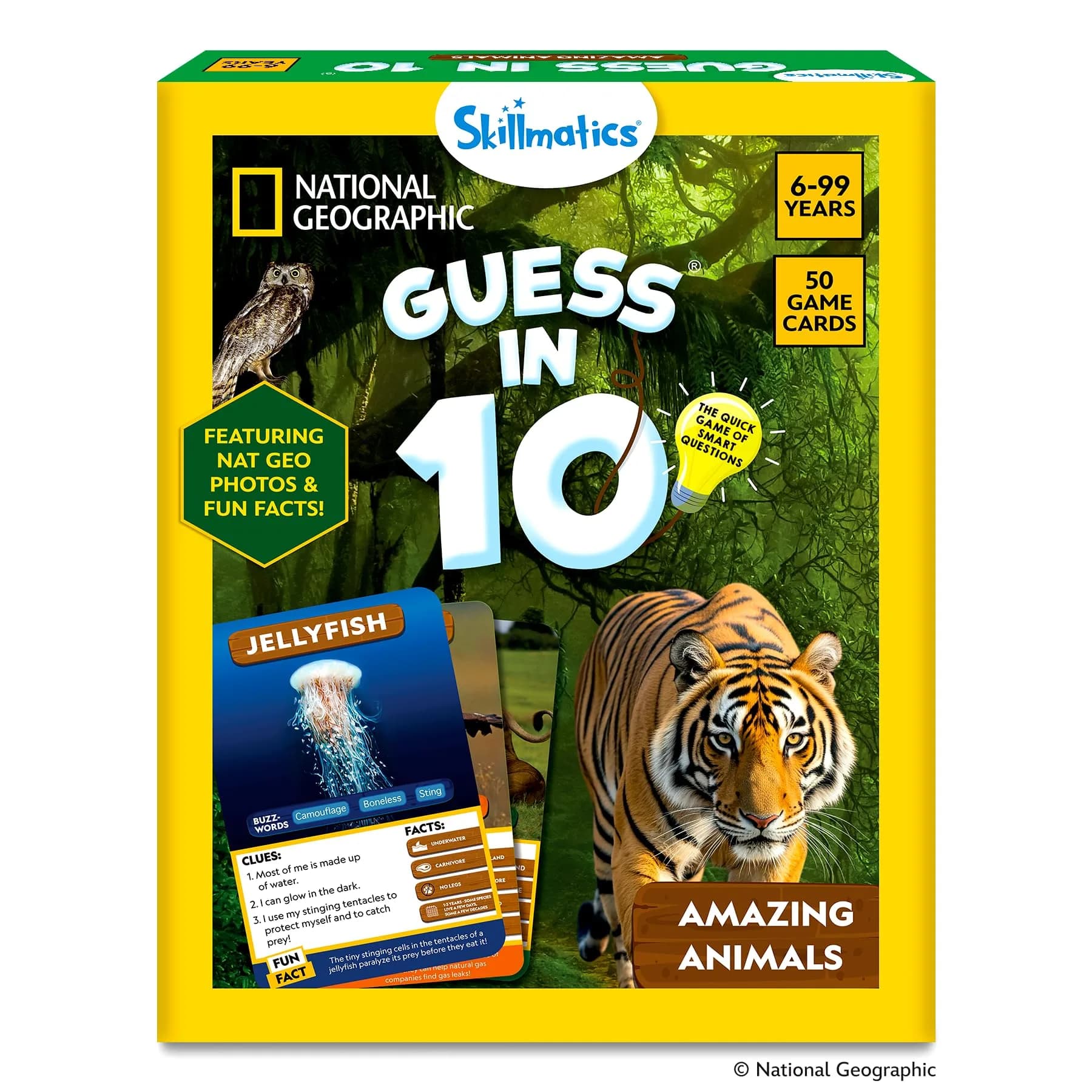 Skillmatics Guess in 10 National Geographic Animals Card Game, Educational Travel Toy for Kids Ages 6+ | 50 Game Cards - main product image