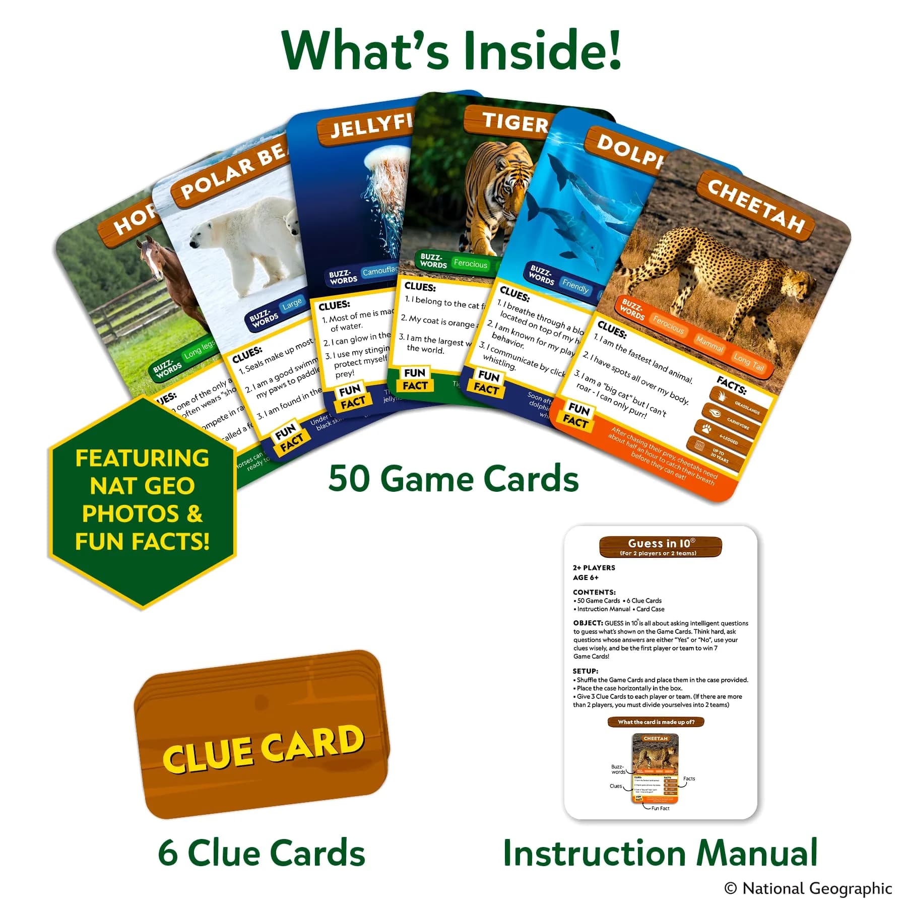 Skillmatics Guess in 10 National Geographic Animals Card Game, Educational Travel Toy for Kids Ages 6+ | 50 Game Cards - view 3