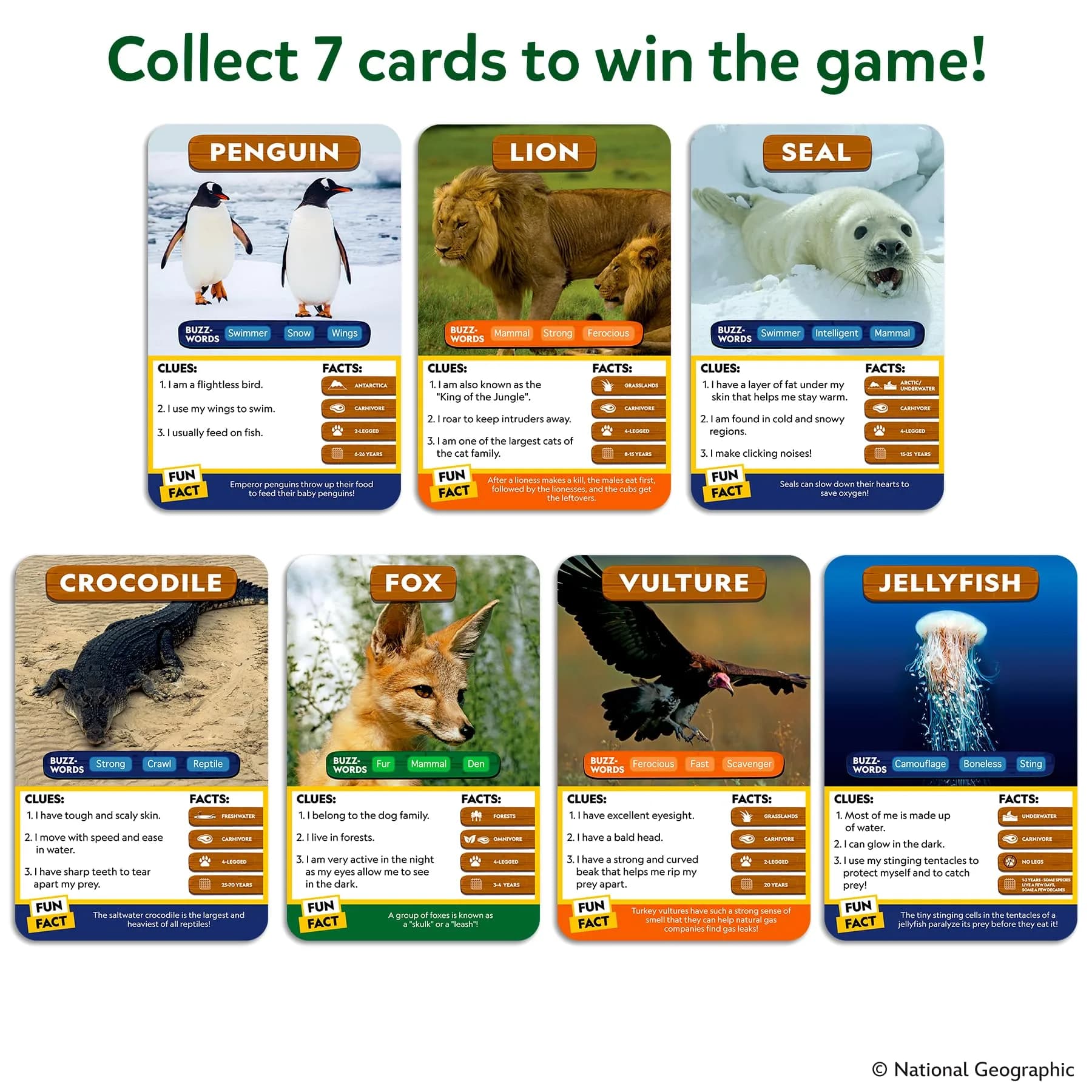 Skillmatics Guess in 10 National Geographic Animals Card Game, Educational Travel Toy for Kids Ages 6+ | 50 Game Cards - view 5