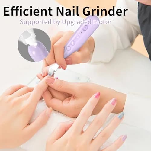 Hoxida Cordless Electric Nail File Set with 360° LED Light, Rechargeable Manicure Pedicure Kit for Feet & Hands, 0-20,000 RPM, Oil-Purple | Professional Salon Quality thumbnail 9