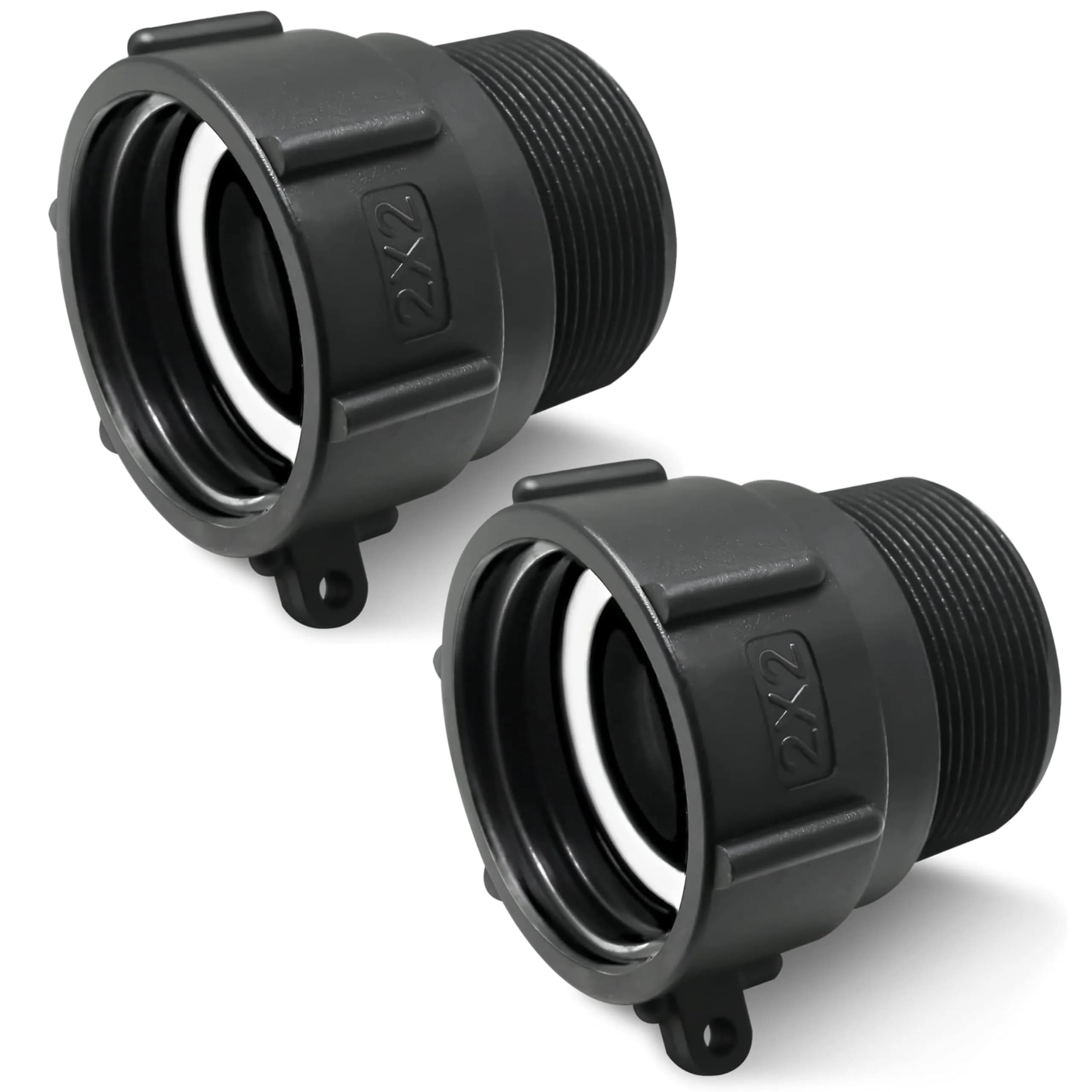 PERMINKS IBC Tote Adapter S60x6 60mm Coarse Thread to 2" NPT, 275-330 Gal, 2-Pack | Connect IBC Tanks to NPT Plumbing - main product image