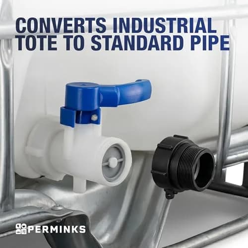 PERMINKS IBC Tote Adapter S60x6 60mm Coarse Thread to 2" NPT, 275-330 Gal, 2-Pack | Connect IBC Tanks to NPT Plumbing thumbnail 3