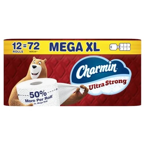 Charmin Ultra Strong Toilet Paper Mega XL Rolls, 330 Sheets Per Roll | Value Pack Toilet Paper — Mega XL / 12 Rolls (330 Sheets each)