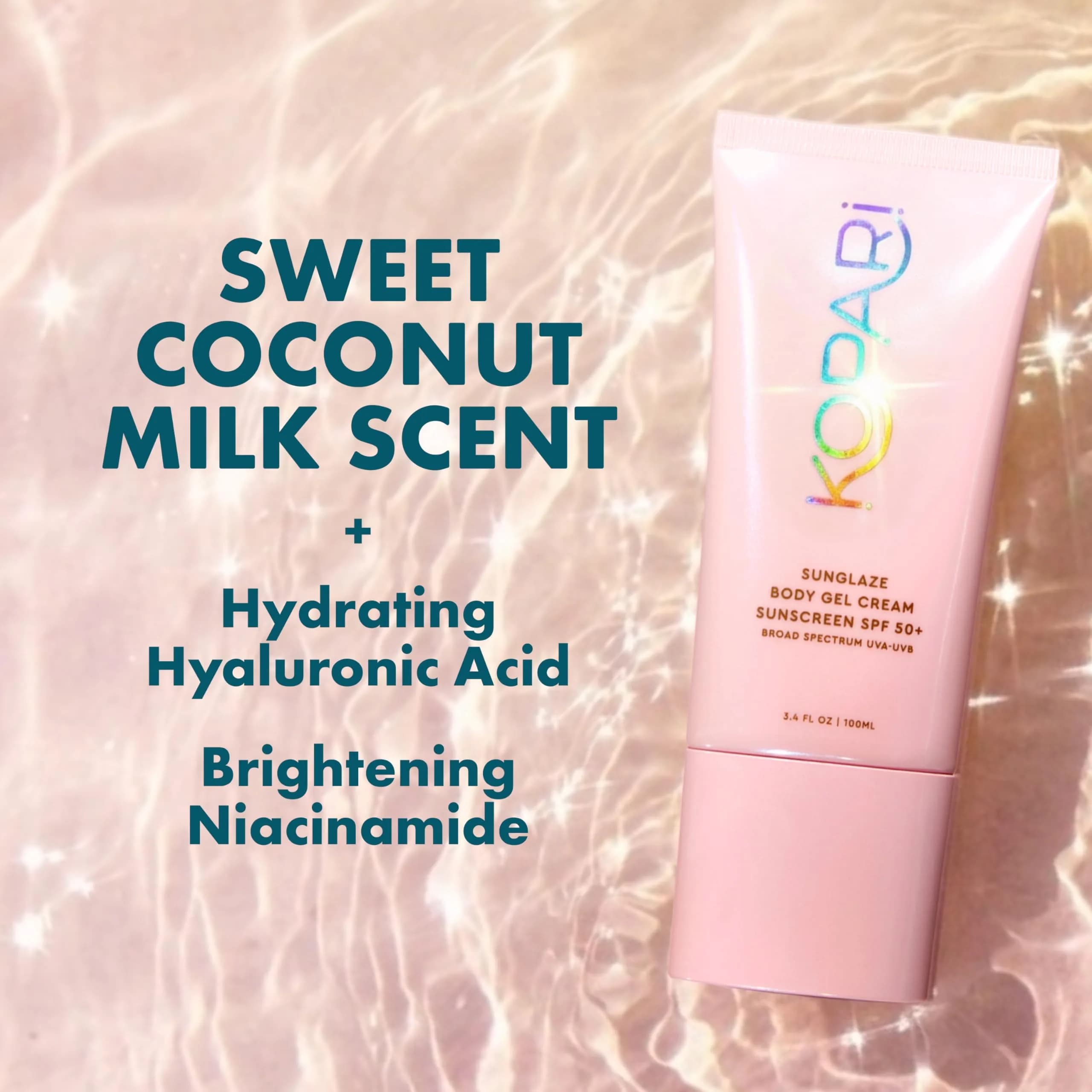 Kopari Sunglaze Body Gel Cream Sunscreen SPF 50+ 100ml (3.4 Fl Oz) | Broad-Spectrum Protection with Hyaluronic Acid & Coconut Oil - view 5